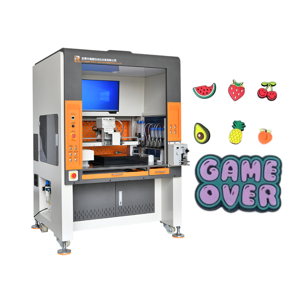 soft pvc rubber patch filling machine for name badge creation